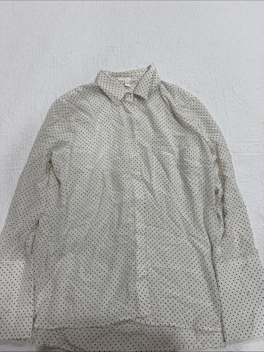 Hugo Boss White Button-Down Shirt with Black Dot Print